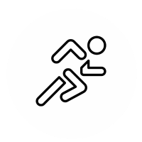 Icon of a person running inside a circle.