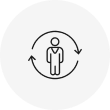 Icon of a person with circular arrows around them.