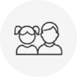 Simple icon of a boy and girl side by side.