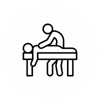 Icon of a person giving a massage on a table.